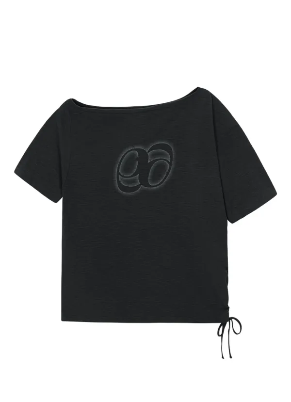 KIKI BOXY SHIRRING TEE / CHARCOAL