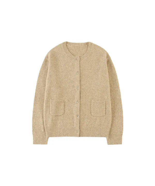KN4272 울 블렌드 헤어리 카디건_Beige