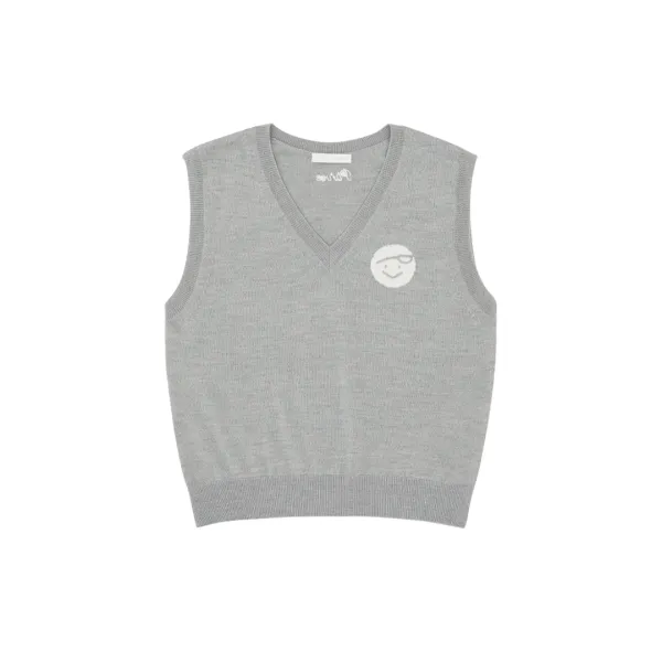 Classic V Neck Knit Vest (snow grey)
