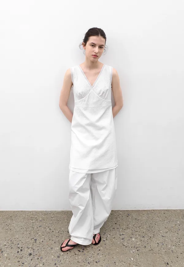 (OP-6332)V-NECK PALE PETAL DRESS