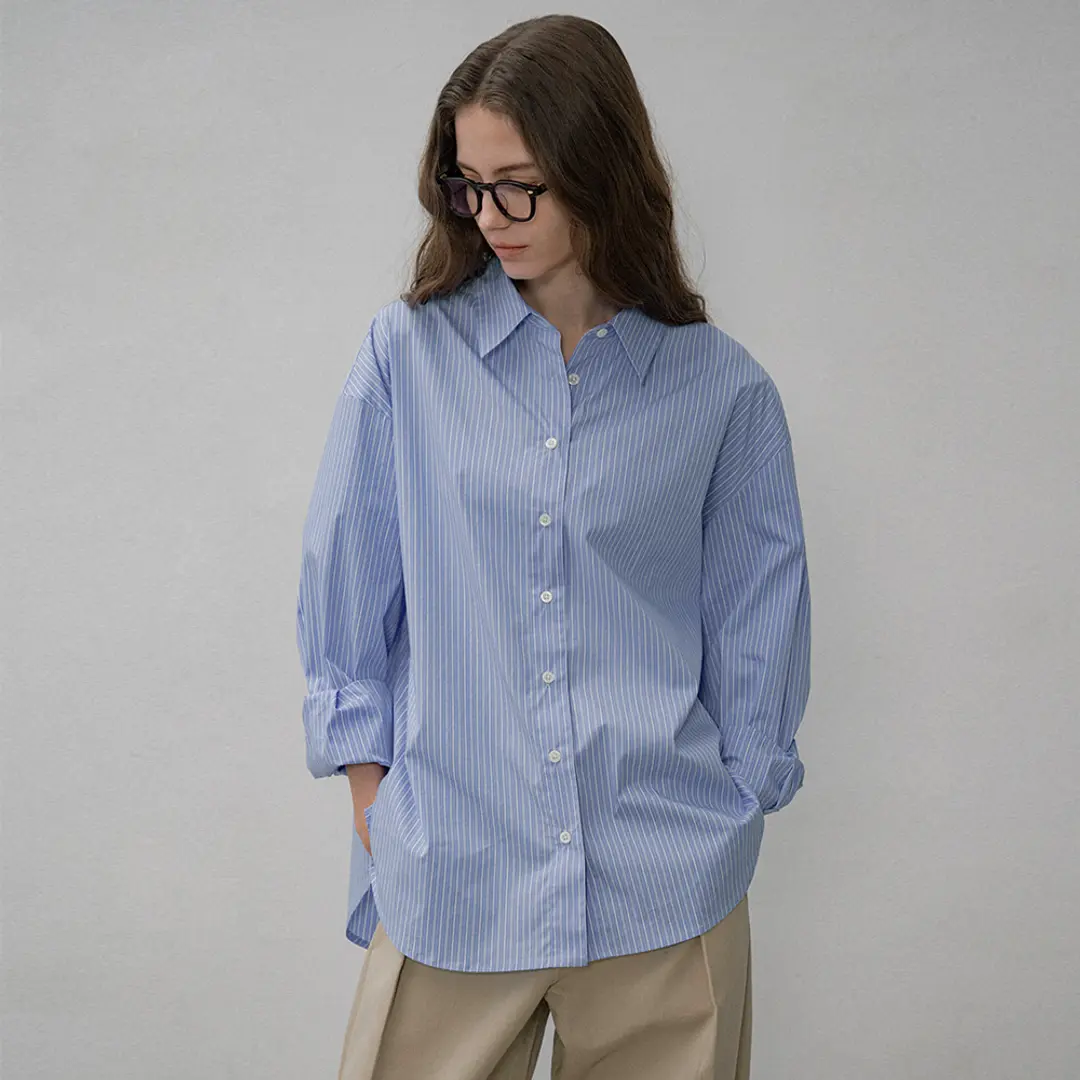 시야쥬 SITP5187 오버 핏 멀티 ST 셔츠_Light blue 상품 이미지 2