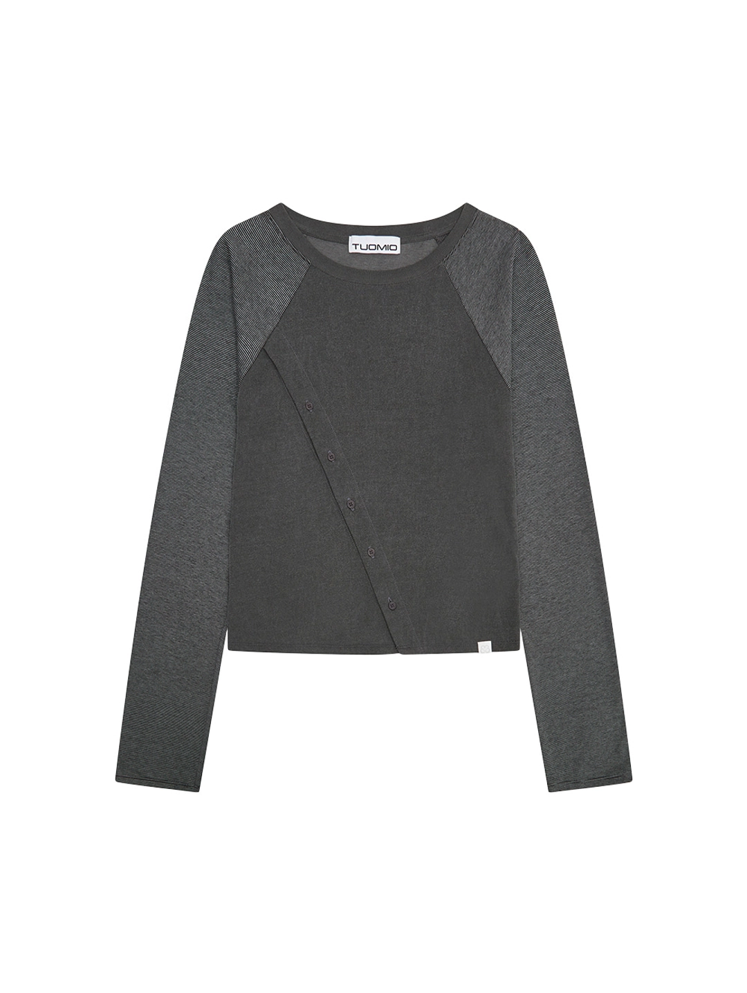 뚜오미오 STRIPE BUTTON LONG SLEEVE [CHARCOAL] 상품 이미지 1