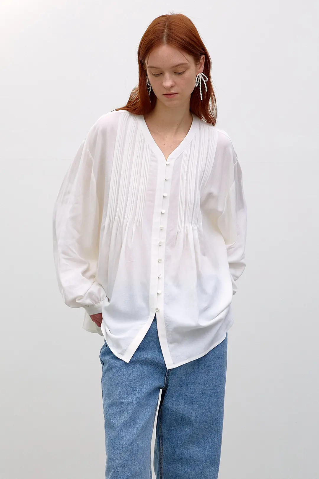 오브오브 Clara pintuck blouse_white 상품 이미지 2