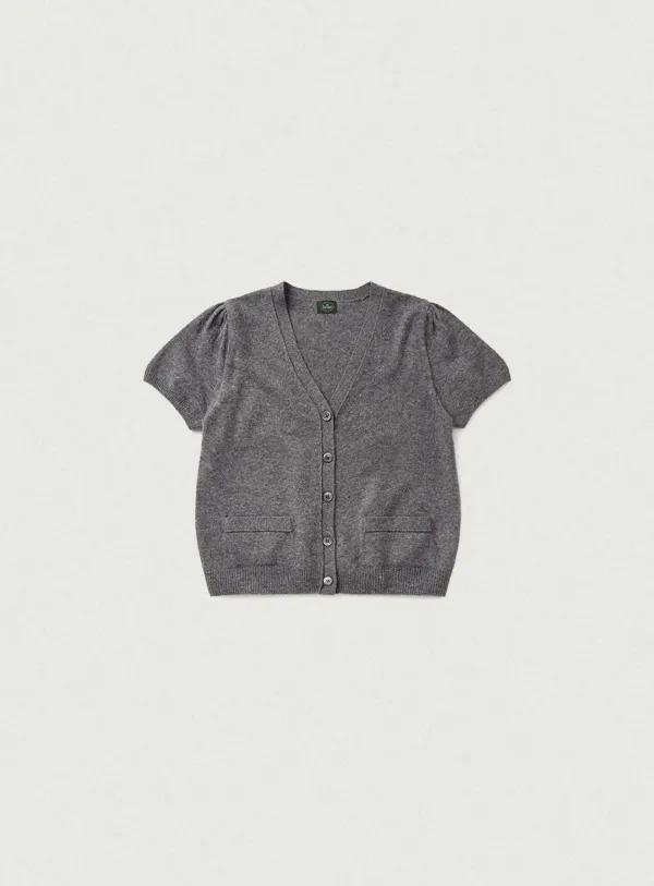 Clay Cashmere Half Knit Cardigan_Charcoal