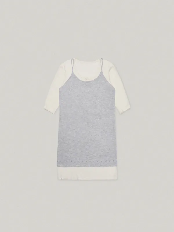 Purete Knt Layered Dress - Melange white퓌르테 니트 레이어드 드레스