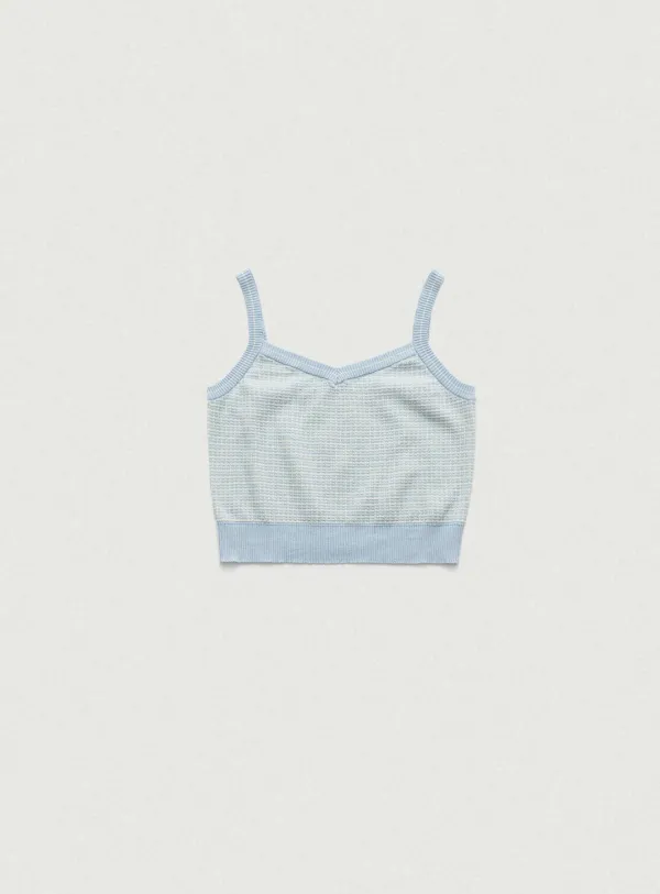 Line Check Sleeveless Knit Top_Blue