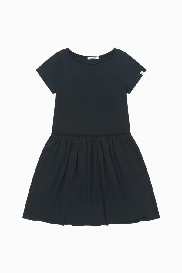 [6/19 예약배송] JERSEY FRILL DRESS, NAVY