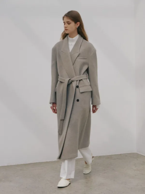 [REFURB] LONDON Merino Wool Double Oversized Tailored Coat_Oatmeal