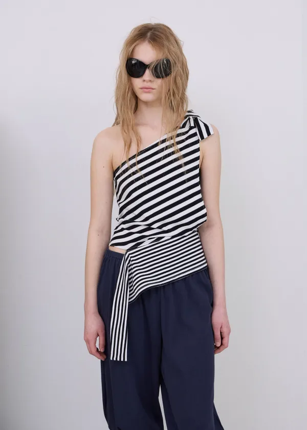 ASYMMETRIC STRIPE TOP (BLACK)