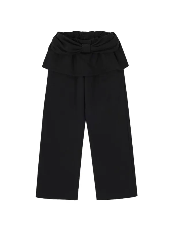 RIBBON SKIRT SWEATPANTS_BLACK