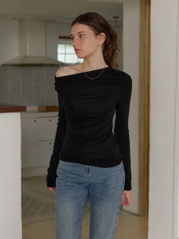 Orrin shirring t-shirt (black)