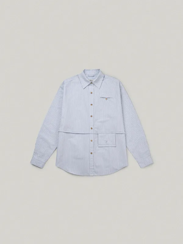 Hazel Stripe Shirt - Blue헤이즐 스트라이프 셔츠
