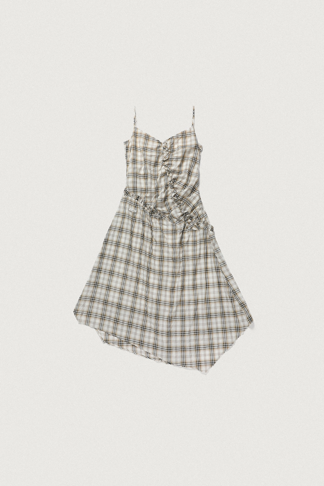 샤드라마 CUT FRILL CHECK DRESS [IVORY] 상품 이미지 1