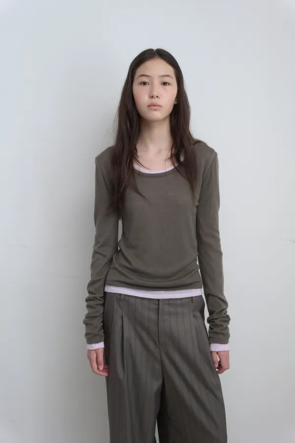 BASIC LONG SLEEVE KNIT_KHAKI