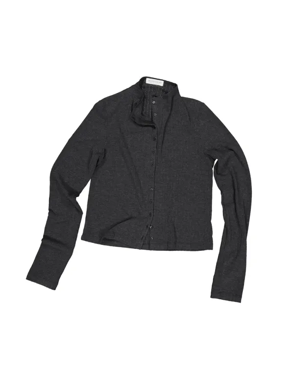 vera mock-neck cardigan (charcoal)