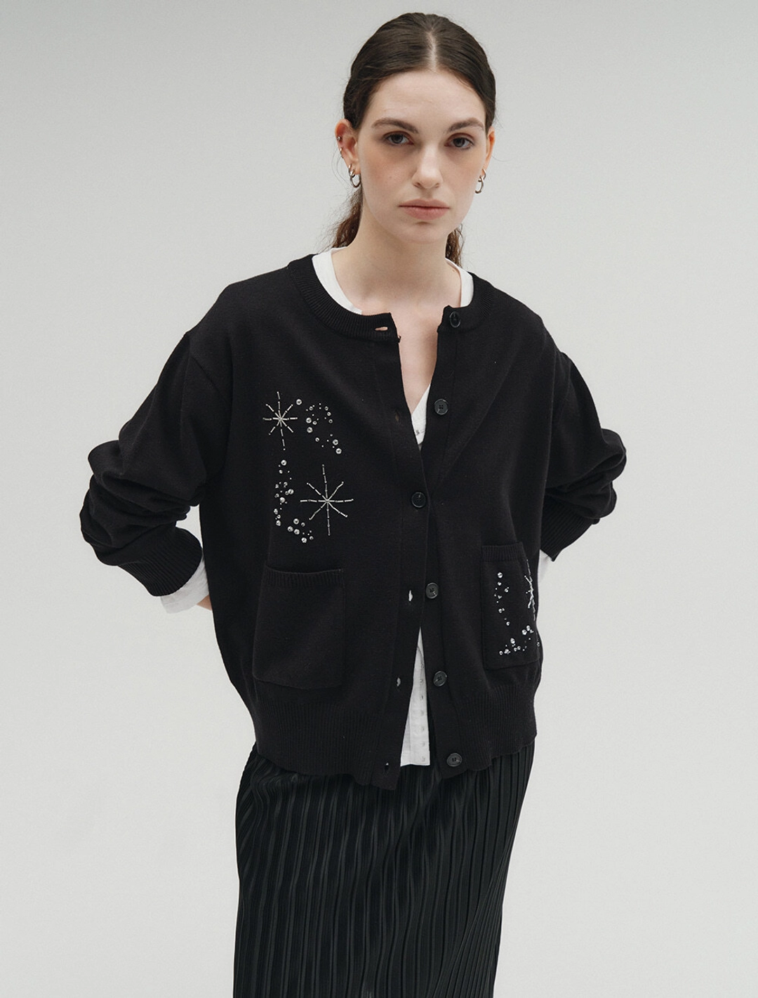 솔티페블 [3rd REORDER] GLITTERING GEM CARDIGAN [BLACK] 상품 이미지 2