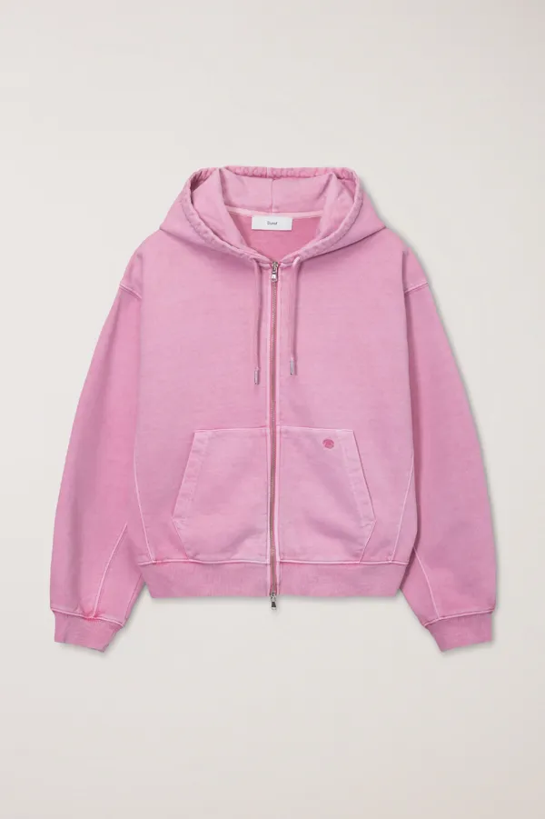 UNISEX GARMENT DYED ZIP-UP HOODIE LIGHT PINK_UDTS6A114P1