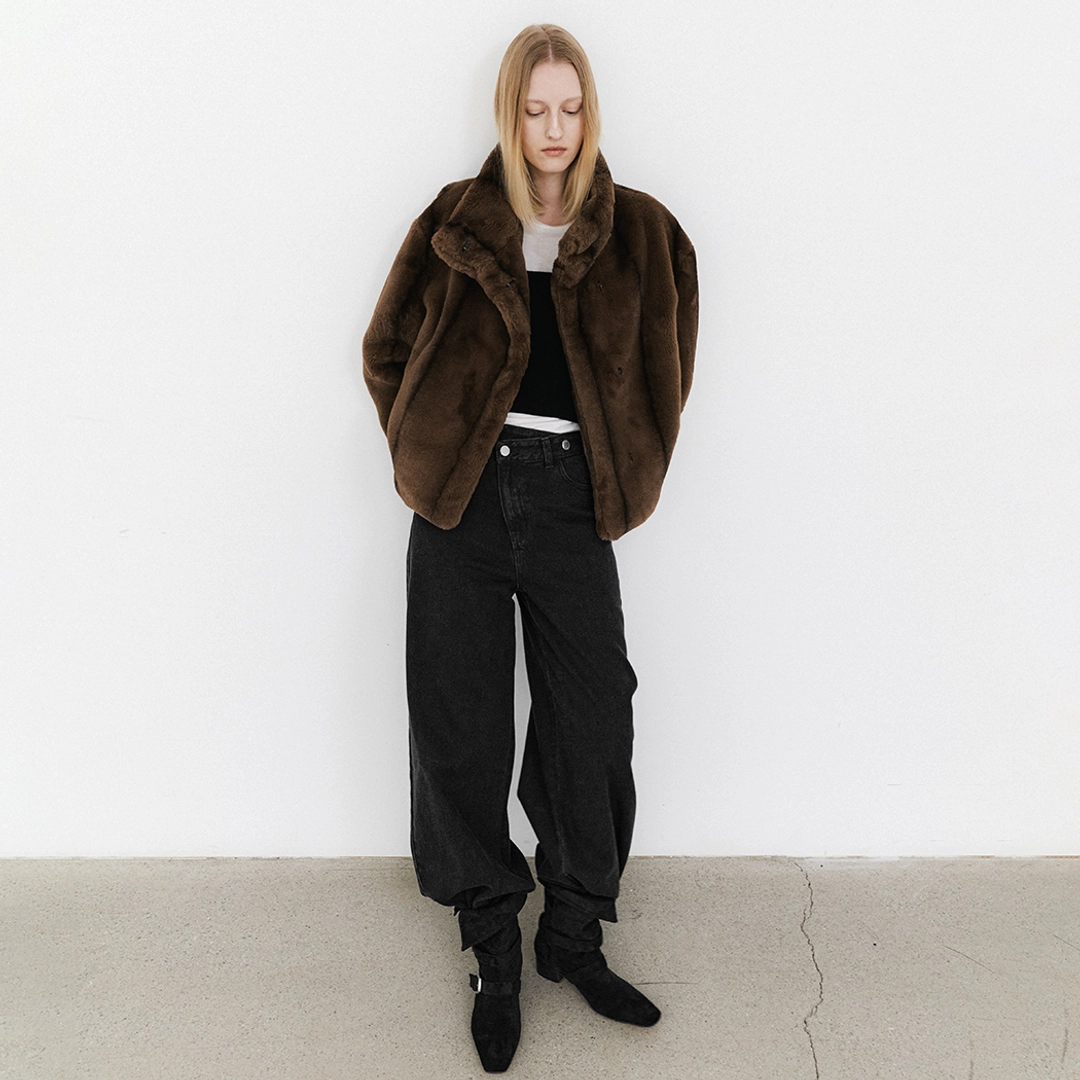 아뜰리에 나인 (PT-5718)TWO BUTTON UNBAL WARM DENIM PANTS 상품 이미지 2