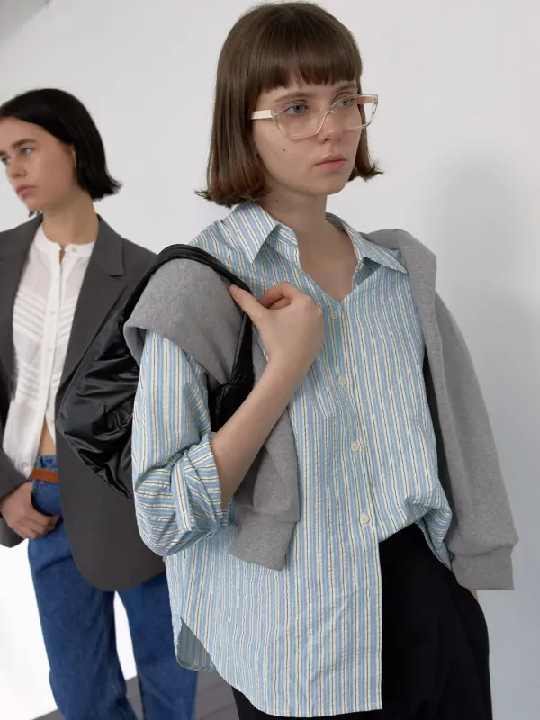 becky stripe shirt - sky blue