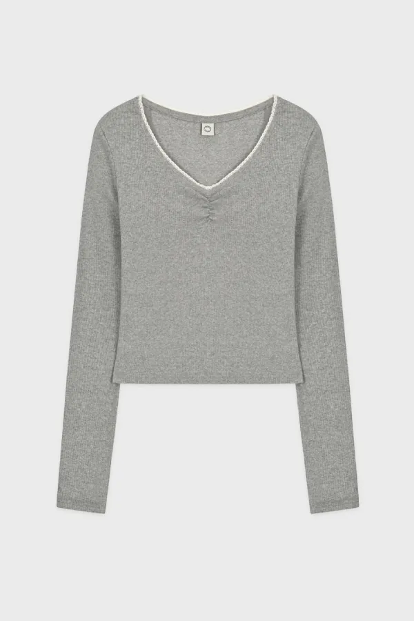 Neck Lace T-Shirt (Melange Grey)