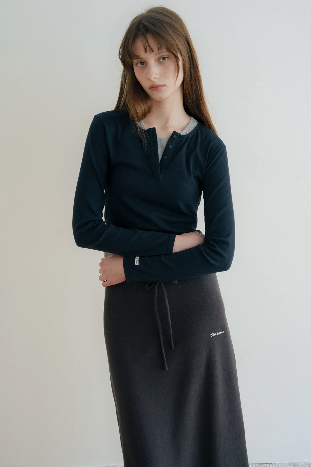샤드라마 SOFT FIT LAYERED HENLEY T [NAVY] 상품 이미지 2