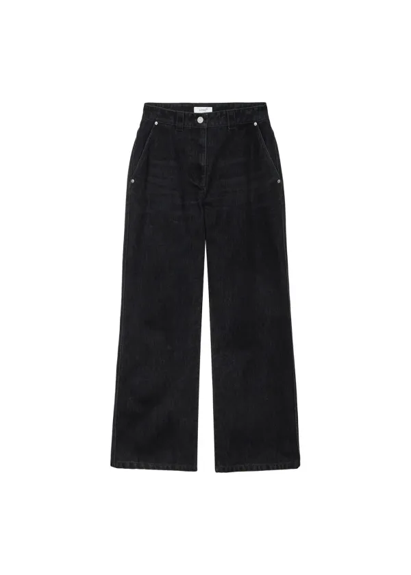 [3rd REORDER] VELVET SEMI-WIDE DENIM (NAVY)