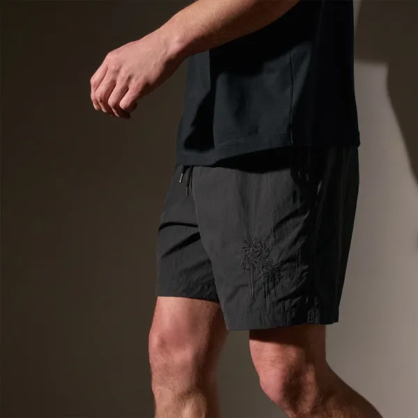 Palm Embroidered Boardshort - Black