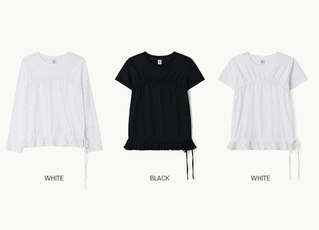 론론 FRILL SHIRRING SLEEVE T SHIRT (2color) 상품 이미지 3