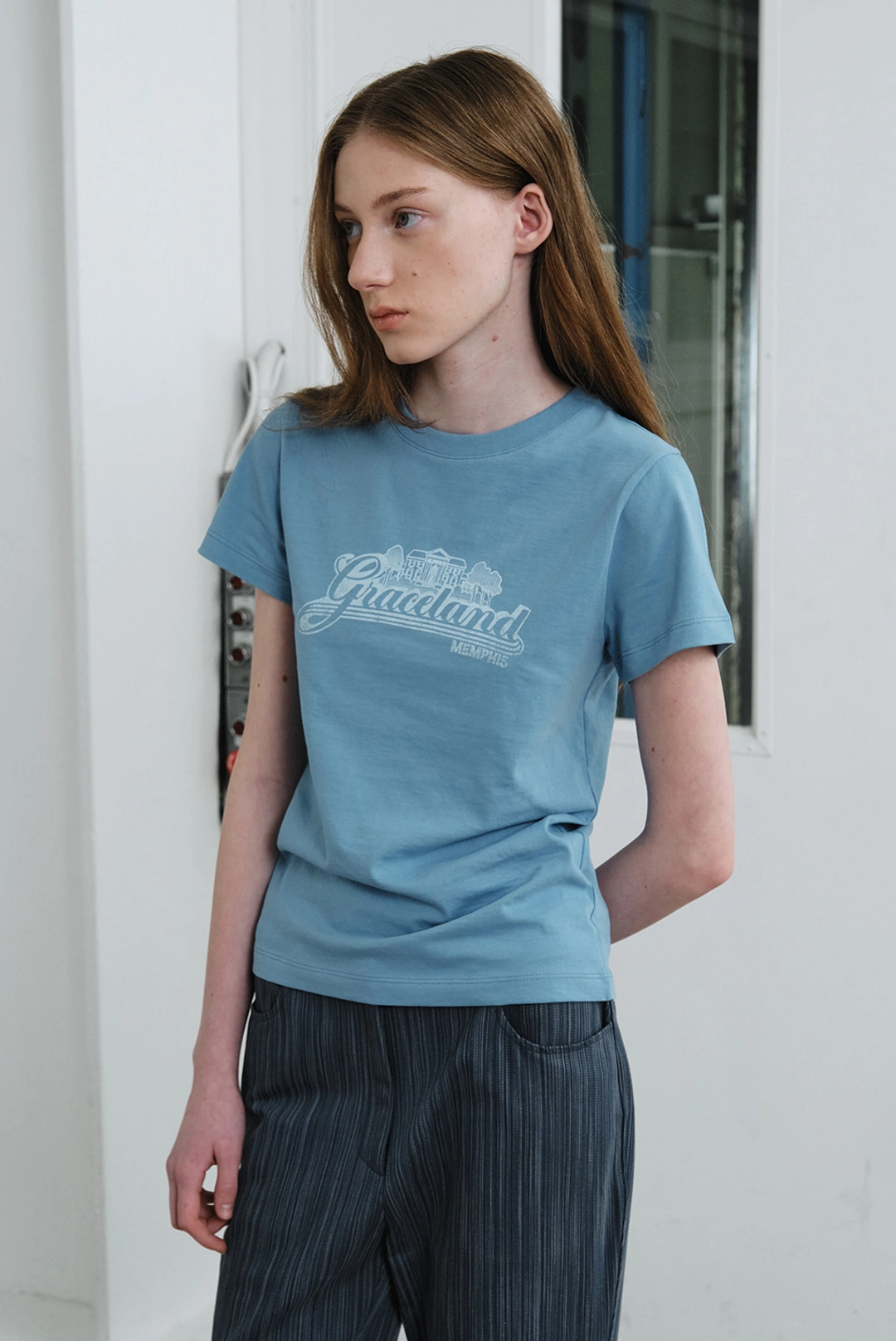 브렌다 브렌든 grace print tee - blue 상품 이미지 2
