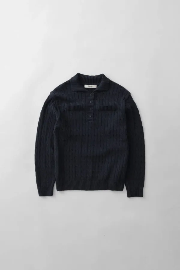 3rd) a british cable knit (navy)