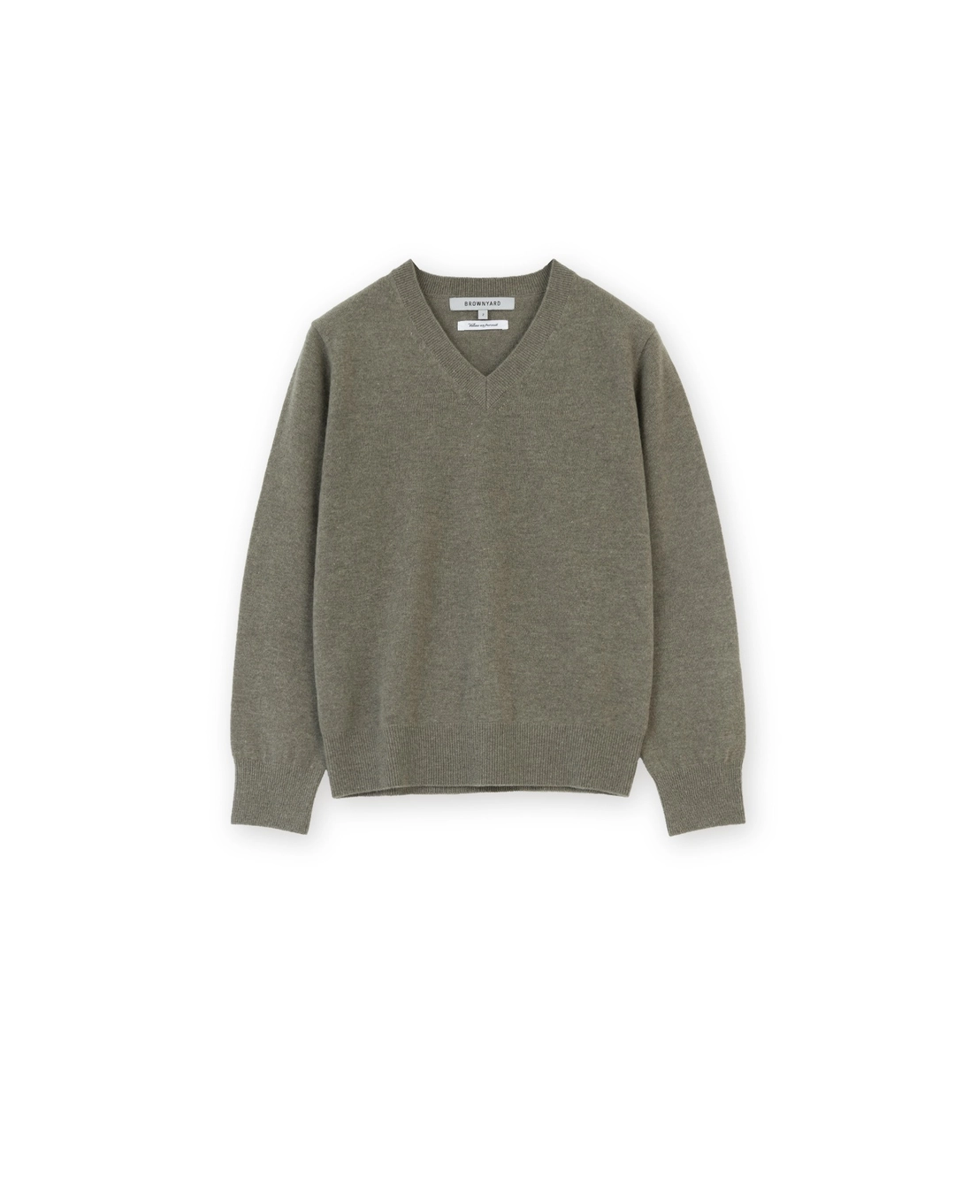 브라운야드 W Extra Super Fine V Neck Knit, Olive Grey 상품 이미지 3