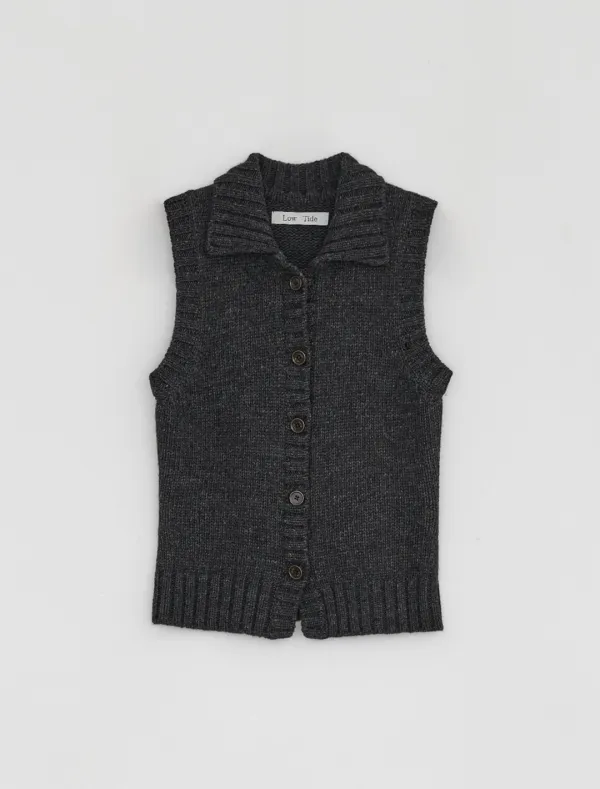 LAMBSWOOL KNIT VEST [CHARCOAL]
