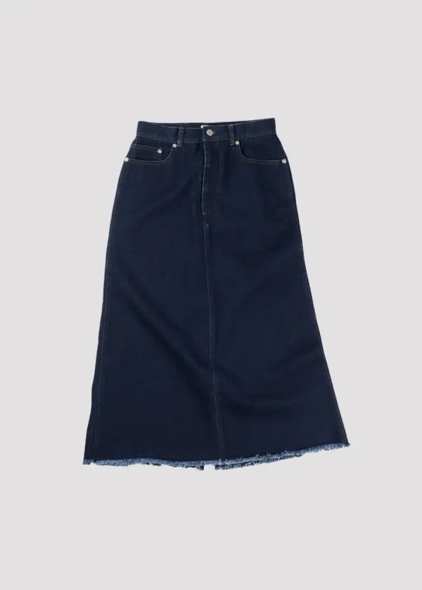 DENIM LONG SKIRT LOVE INDIGO