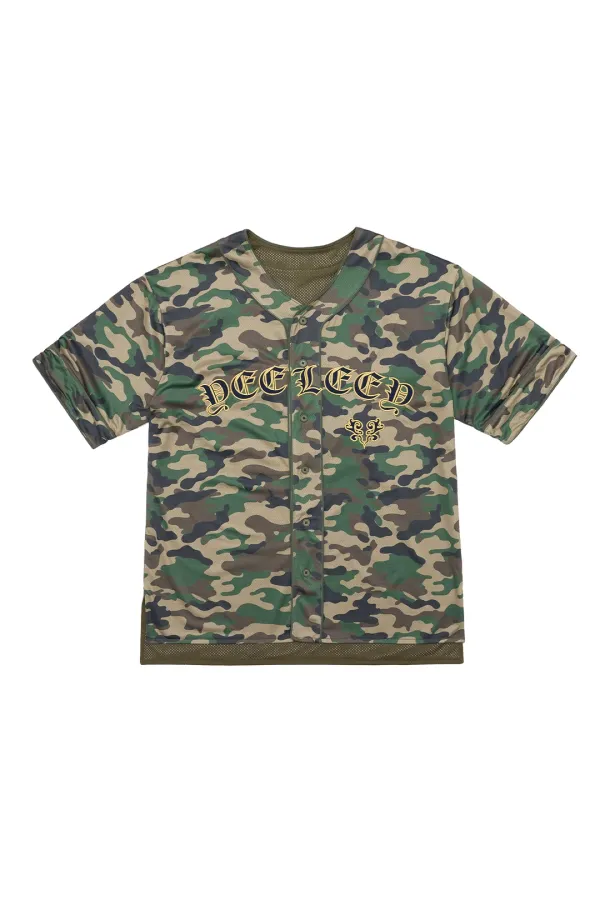 APPLIQUE MESH BASEBALL JACKET CAMO