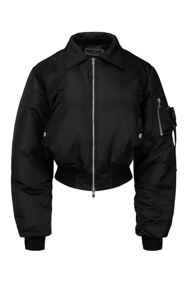 CROPPED BOMBER JACKET (UNISEX) BLACK
