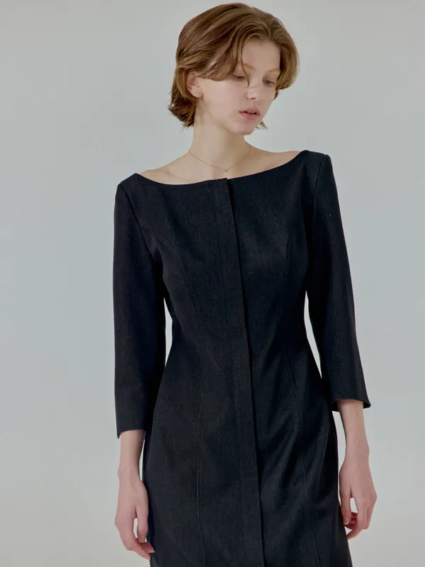 Trophy Boat-Neck Dress Long(3color)