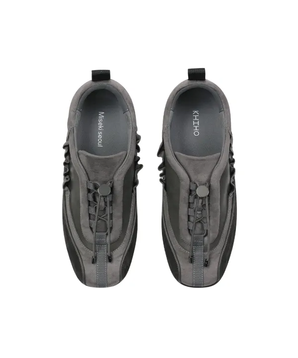 [X KHIHO] Layered shirring sneakers GREY