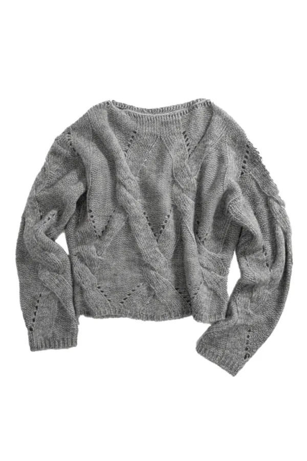 Alpaca Classic Cable  Sweater, Stone (3rd Restock)