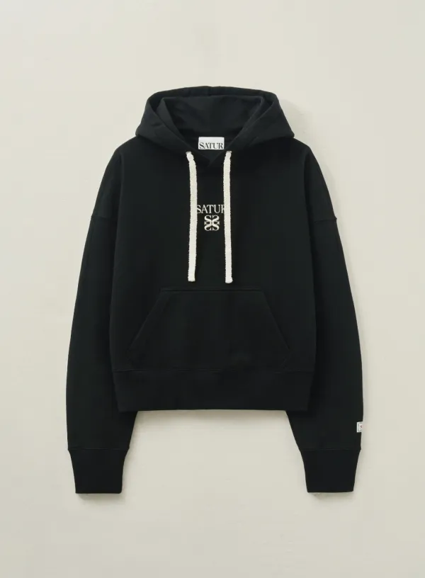 (W) Apero Pocket Crop Hoodie - Black