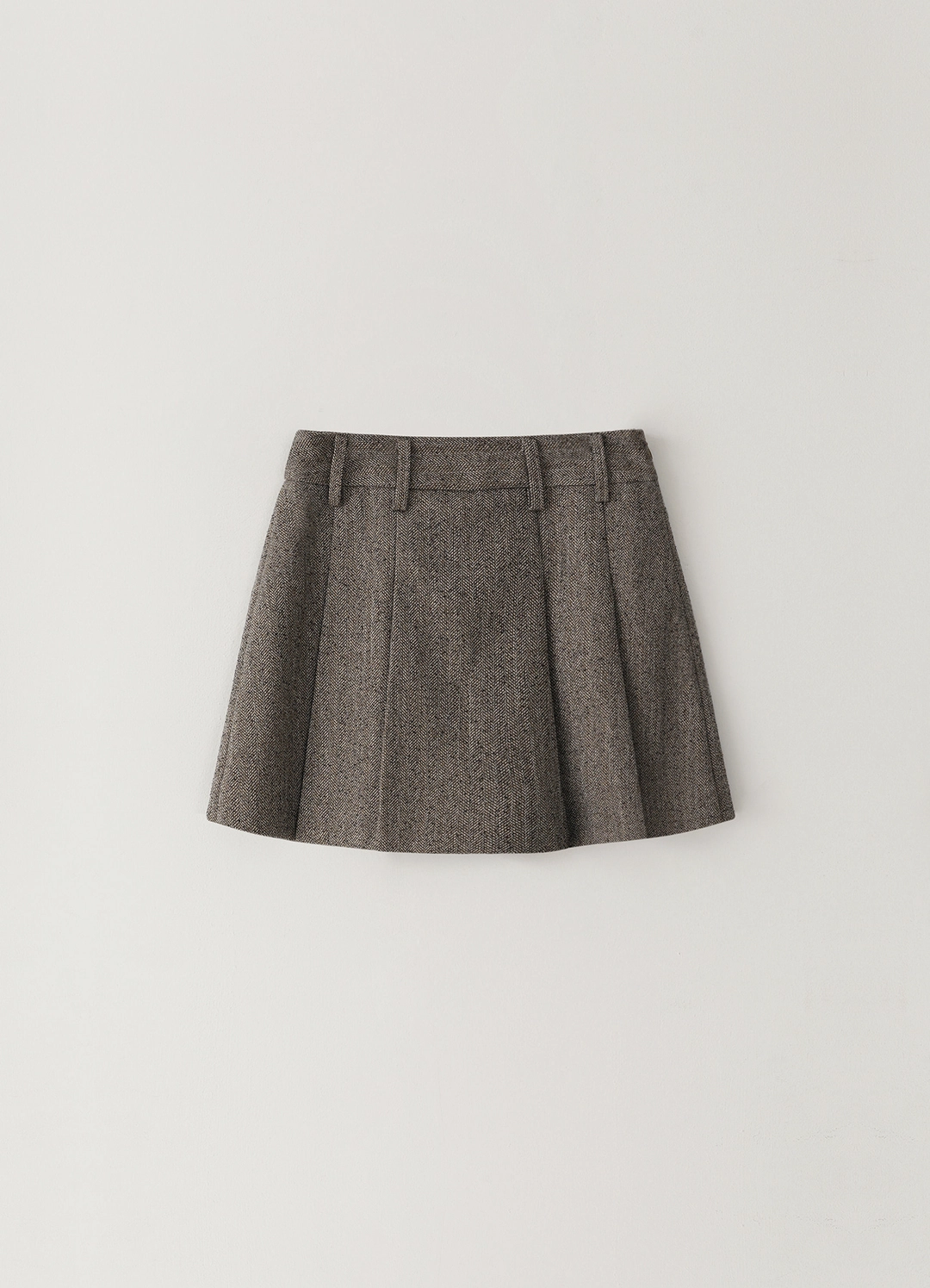 페블엠 Herringbone Pleated Skirt-Pants - Brown 상품 이미지 1