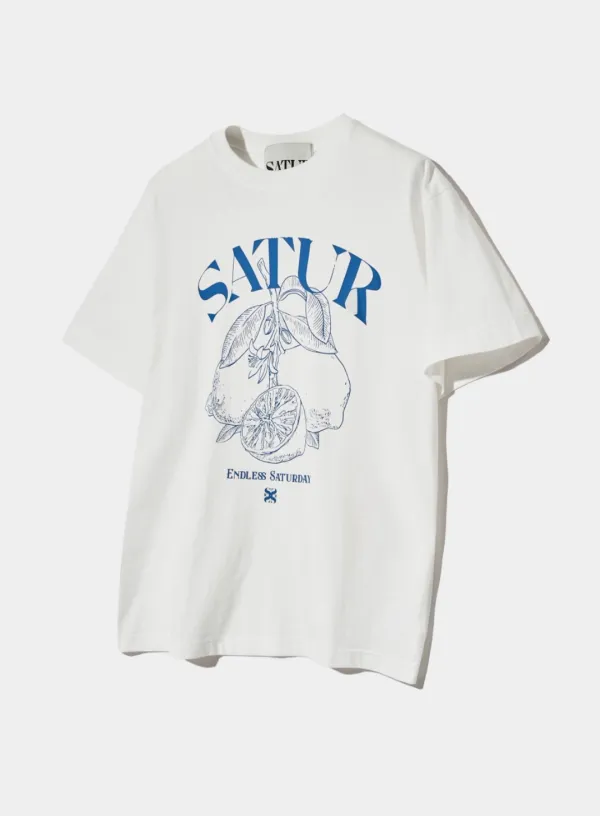 Capri Citron Drawing Summer Graphic T-Shirt - Light Blue