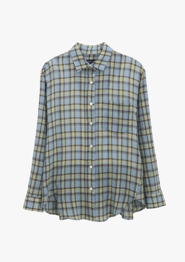 Check seersucker shirt Blue