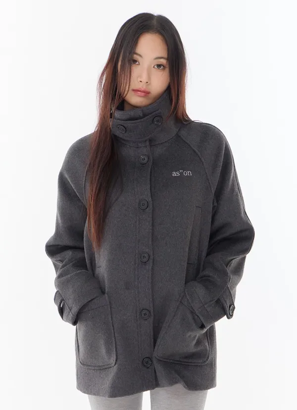 MARLOW HIGH NECK COAT / CHARCOAL