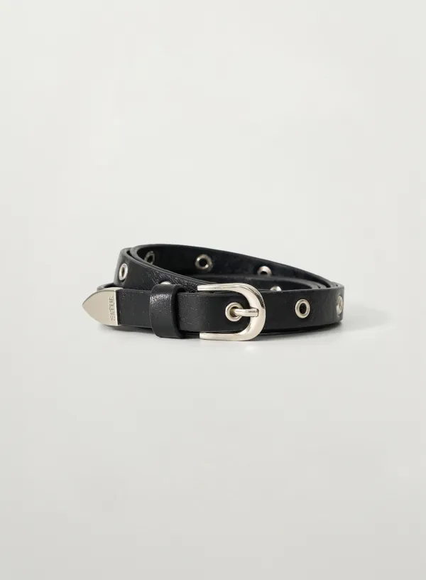 [신예은 Pick] Eyelet Buckle Belt - Black