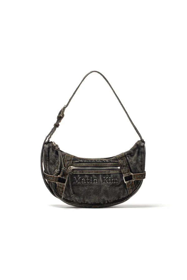 MATIN WASHED DENIM MINI HOBO BAG IN BLACK