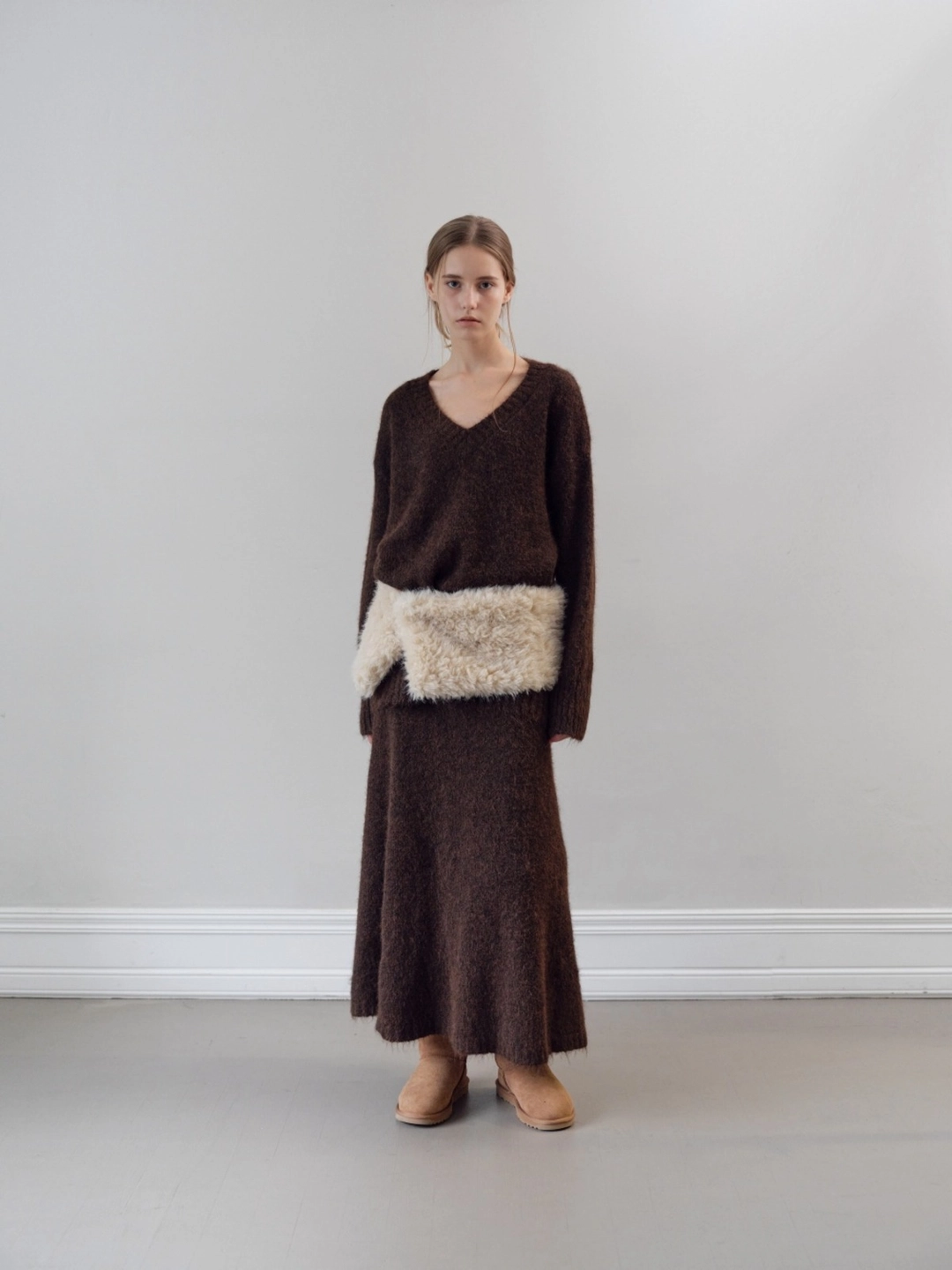 더릴 Nia Hairy Knit Skirt_Brown 상품 이미지 2