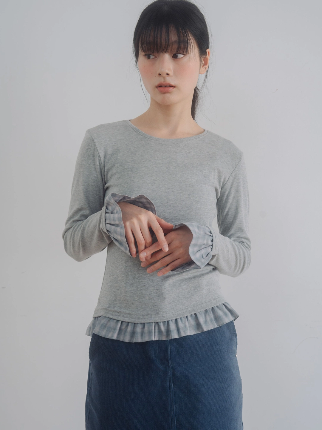 메리온 메피 러플 블라우스[GRAY] *오늘 출발 상품 이미지 2