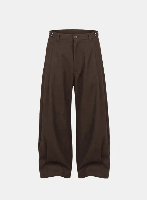 [w-pts26-081] 712 Spina Rivet Wide Slacks - Brown