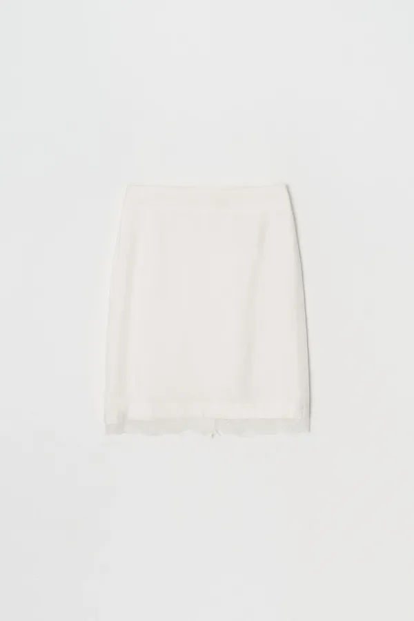 Lace Pintuck Skirt (Ivory)