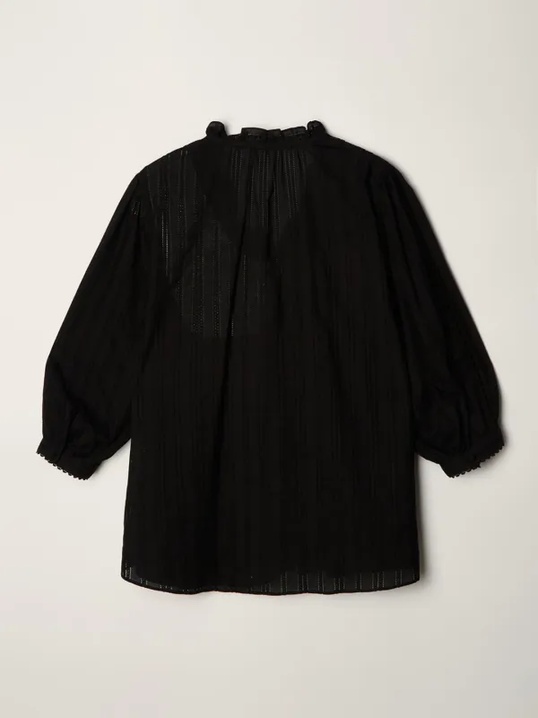 JANE FRILL BLOUSE BLACK_UDBL6B222BK